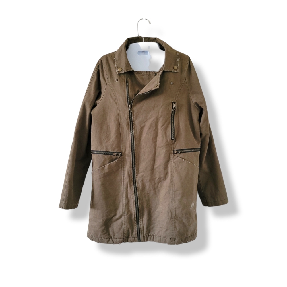 ZUCCA | Rare Y2K VTG Olive Moto Style Eagle Military Parka Jacket (SIZE S)